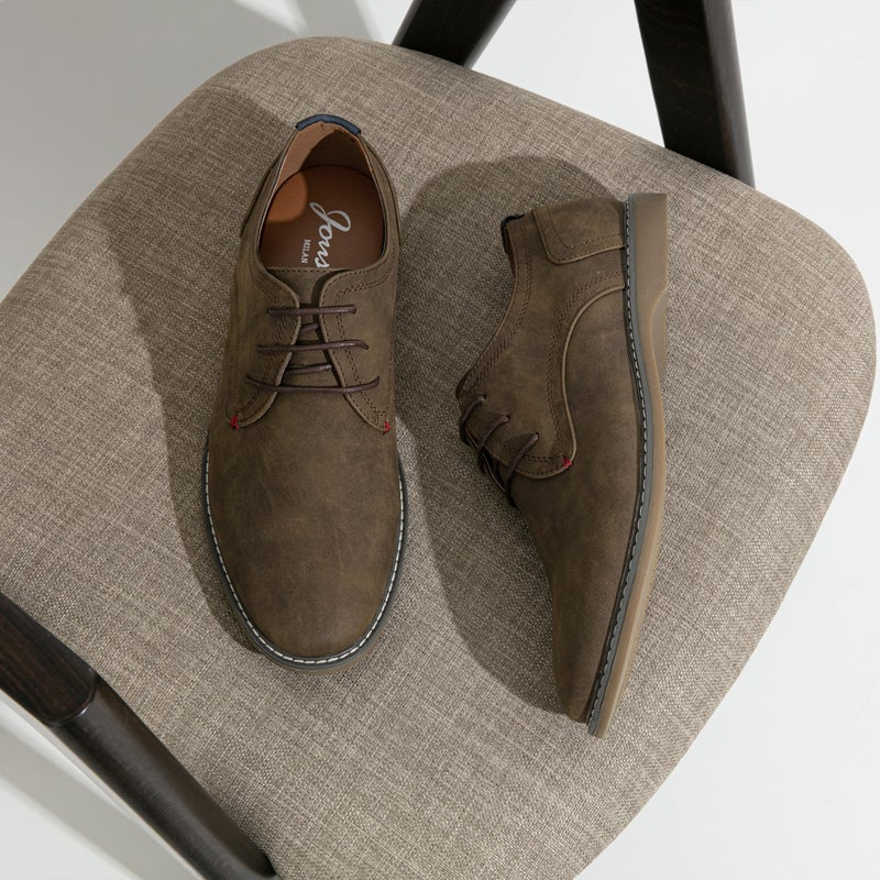 Jousen Mens Oxford Suede Business Casual Dress Shoes Plain Toe Oxfords Classic Formal Derby Shoes (AMY615 Dark Brown 14) - Image 3